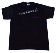 Czarna koszulka z nadrukiem Hellux.